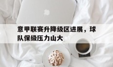 关于意甲联赛升降级区进展，球队保级压力山大的信息
